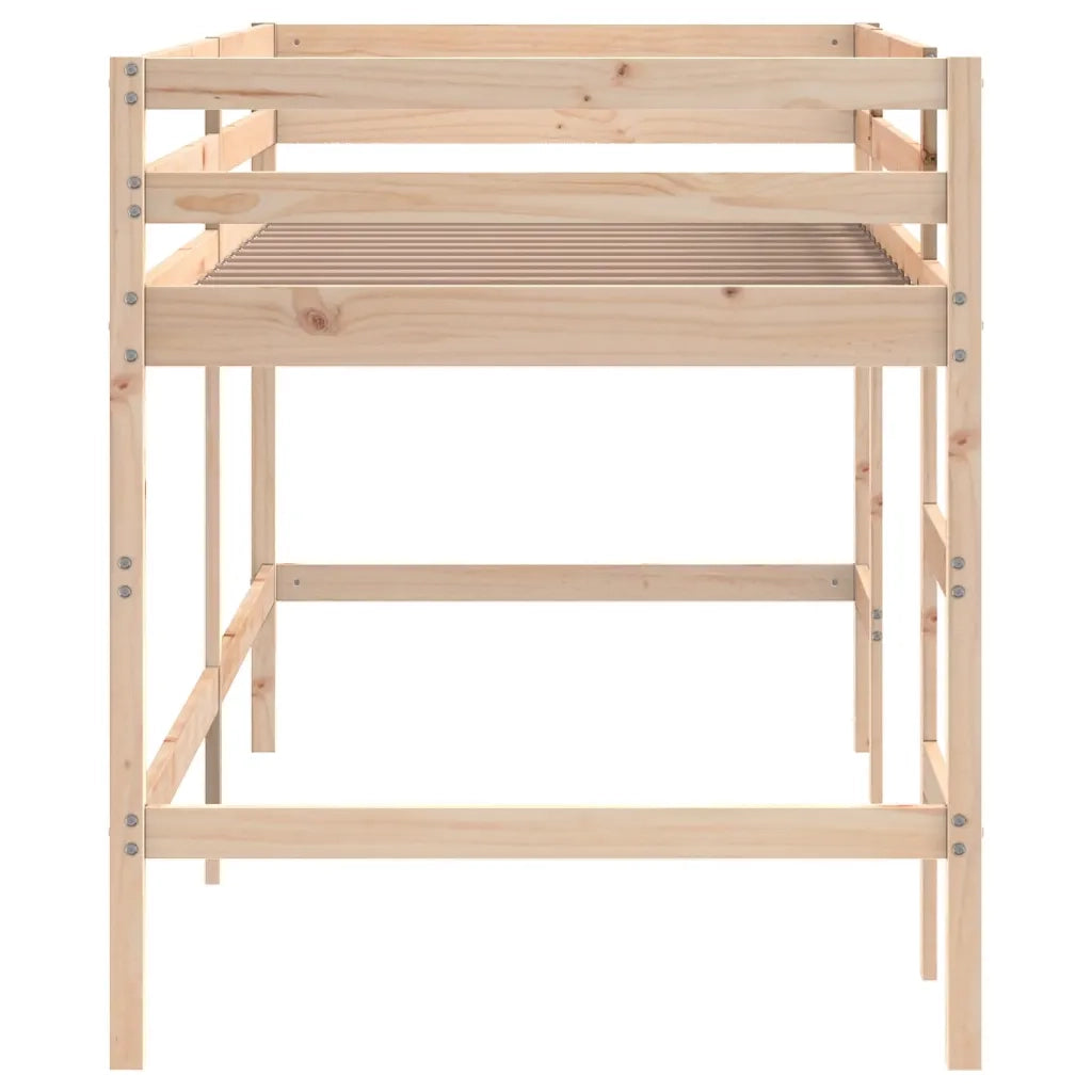 Letto Soppalco con Scala Bambini 90x200 cm Legno Massello Pino