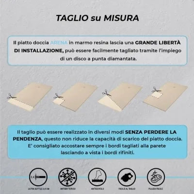 Piatto doccia in resina 80x140 Arena beige completo di kit scarico
