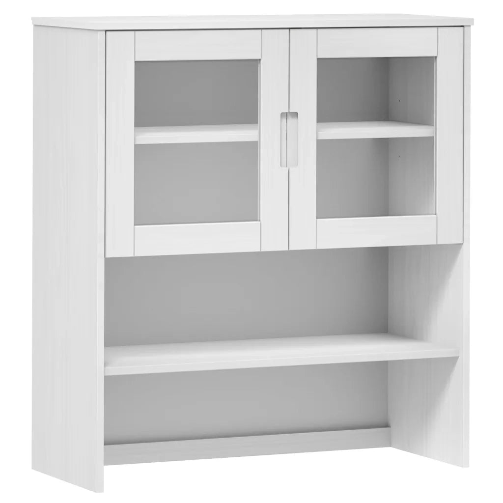Piano Credenza | Madia | Buffet da pranzo | Armadio da pranzo MOLDE Bianco 90x35x100 cm Legno Massello di Pino