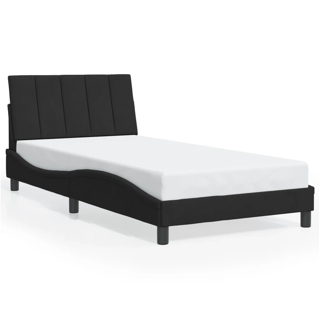 Giroletto con LED senza Materasso Hanko Nero 100x200 cm in Velluto