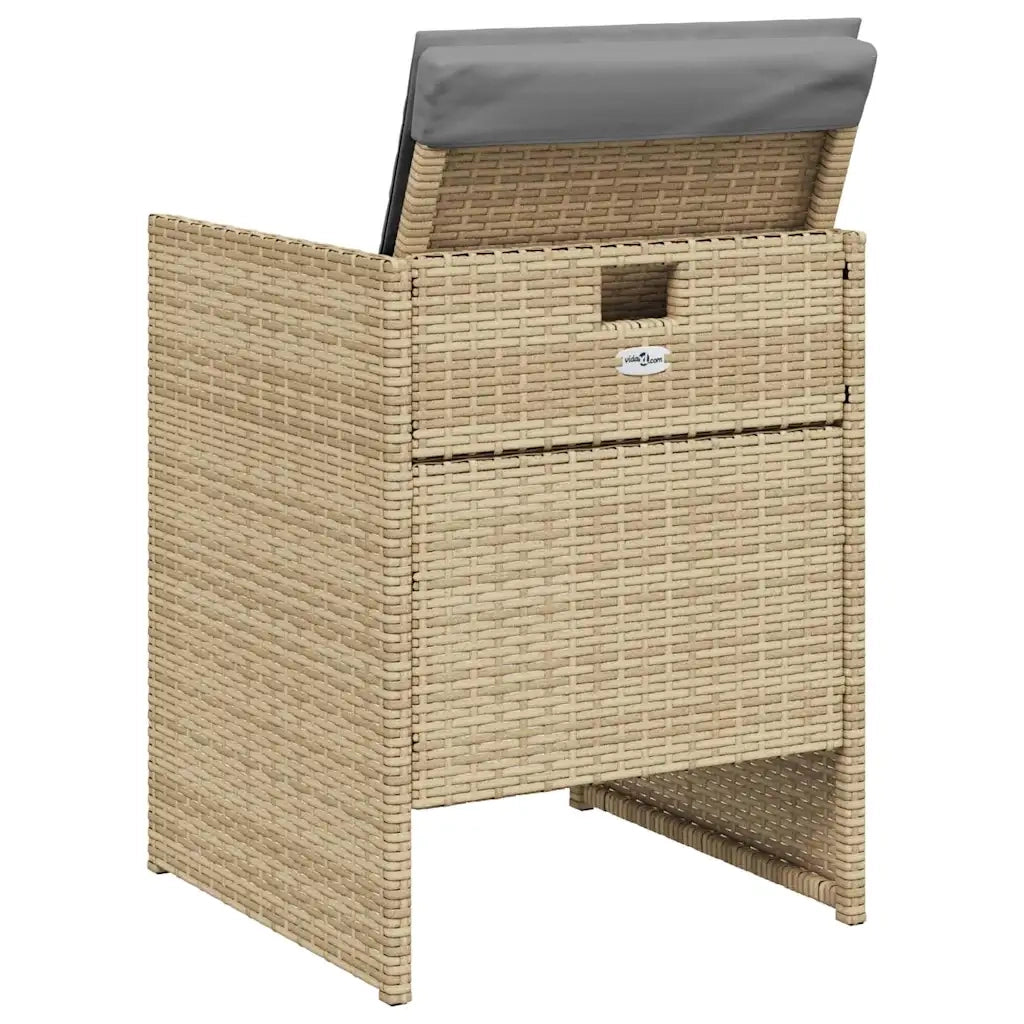 Set Pranzo da Giardino 5 pz con Cuscini Beige Misto Polyrattan