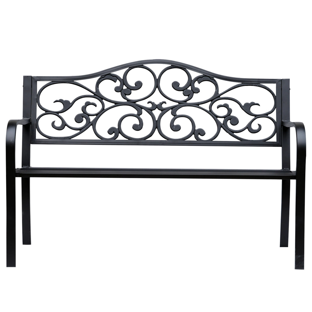 Divano da giardino 3 posti ¨C zephmum ¨C metallo nero 127x60x85 cm