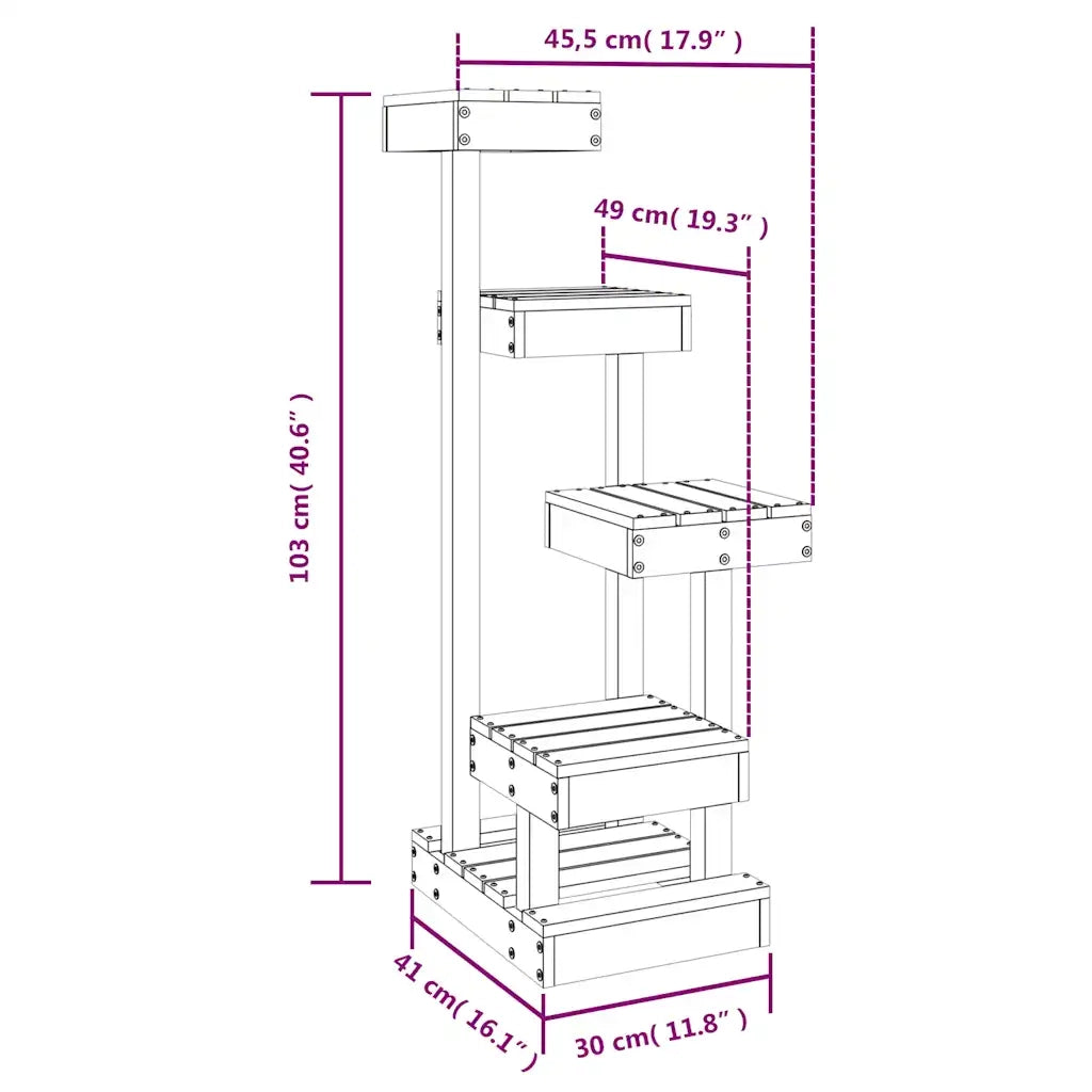 vidaXL Albero per Gatti Marrone Cera 45,5x49x103 cm in Legno di Pino