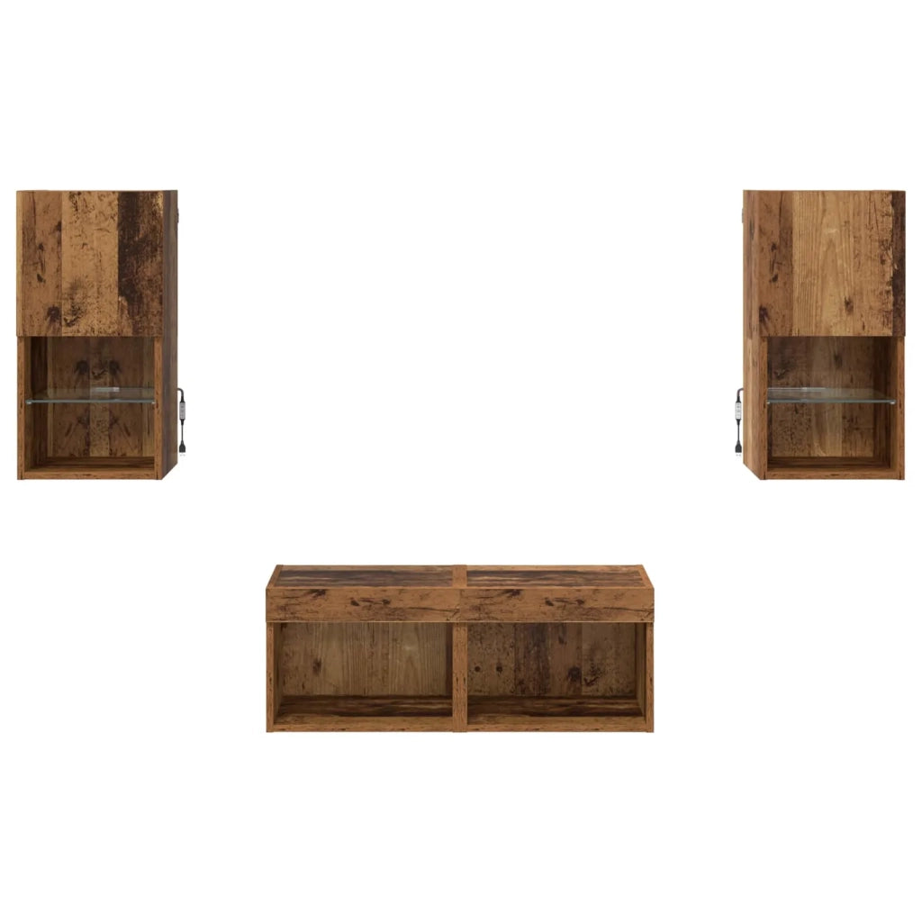 Mobiletti TV da Parete 4 pz | Armadietto TV | Mobile Porta TV Legno vecchio Legno multistrato