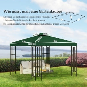 Telo di ricambio per gazebo 3x3 m, verde, in poliestere 180 g/m², idrorepellente, con 8 occhielli e 8 fasce in velcro