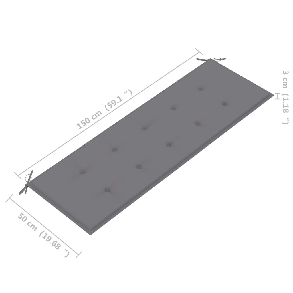 Panca da giardino mobili da esterno per patio panca da terrazza impilabile con cuscino 159 cm legno massello di teak 02_0011685