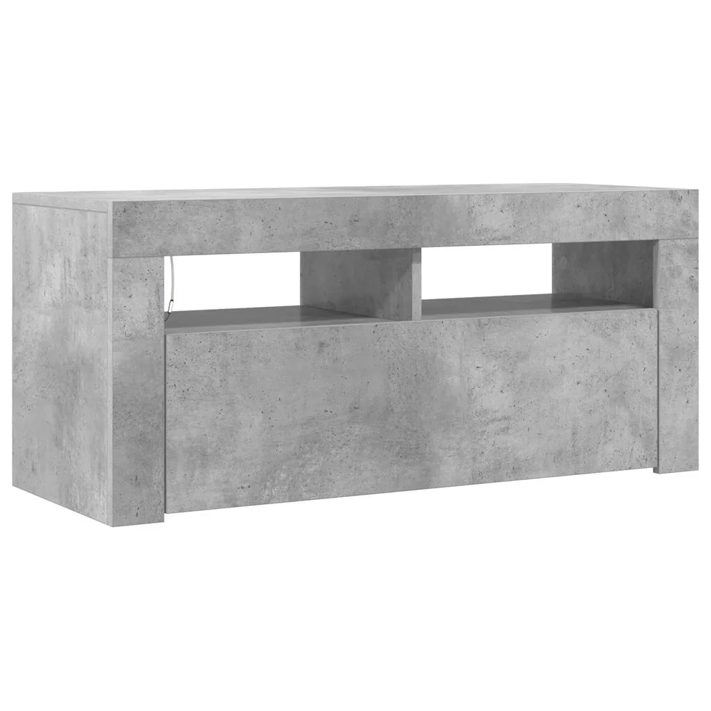 Mobile Porta TV con Luci LED Grigio Cemento 90x35x40 cm 804323