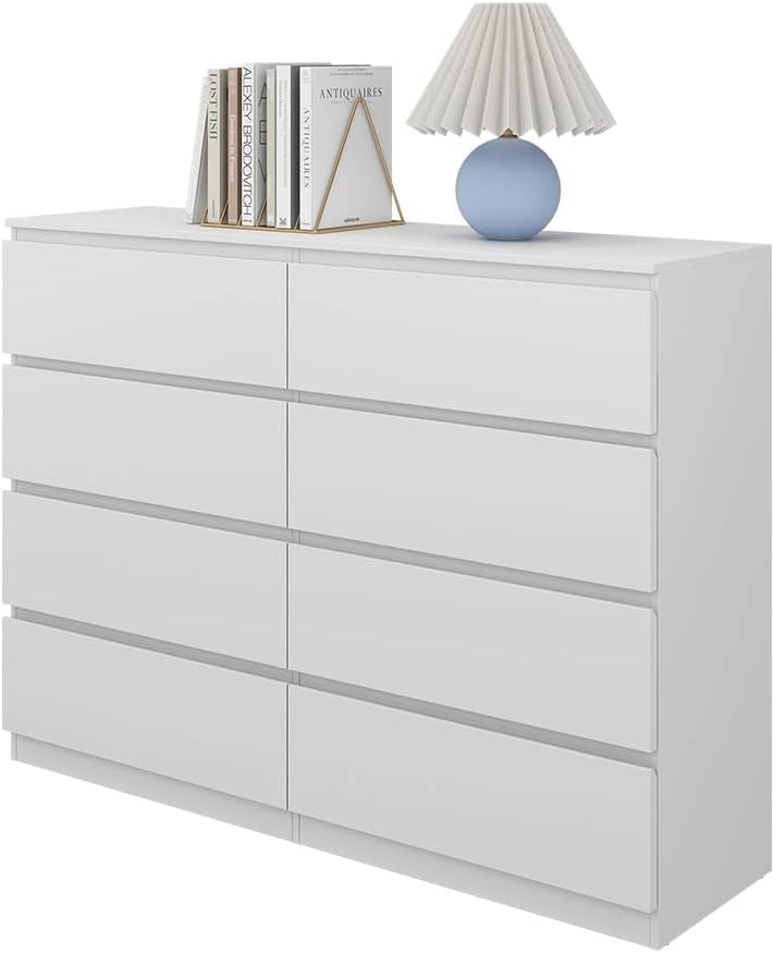 Cassettiera Calisto, Bianco, 39 x 101.5 cm, per riporre abiti e oggetti di uso quotidiano
