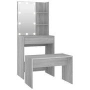 Set tavolo da toeletta e sgabello con illuminazione a LED 60 x 40 x 140 cm legno ingegnerizzato grigio 02_0006289
