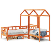 Letto singolo | Letto per adulti | Set Dormeuse con Tetto Marrone Cera 90x200 cm Massello Pino