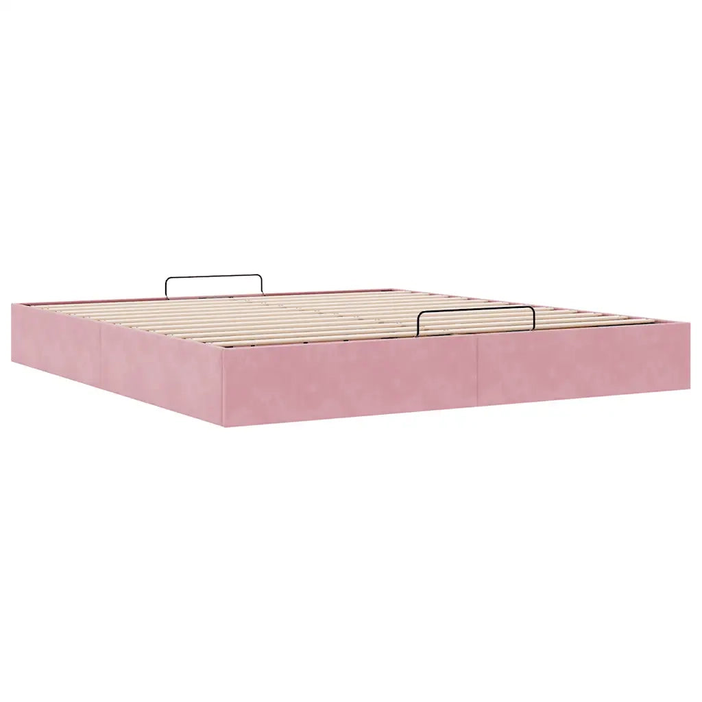 Struttura Letto Pouf senza Materasso Rosa 160x200 cm in Velluto