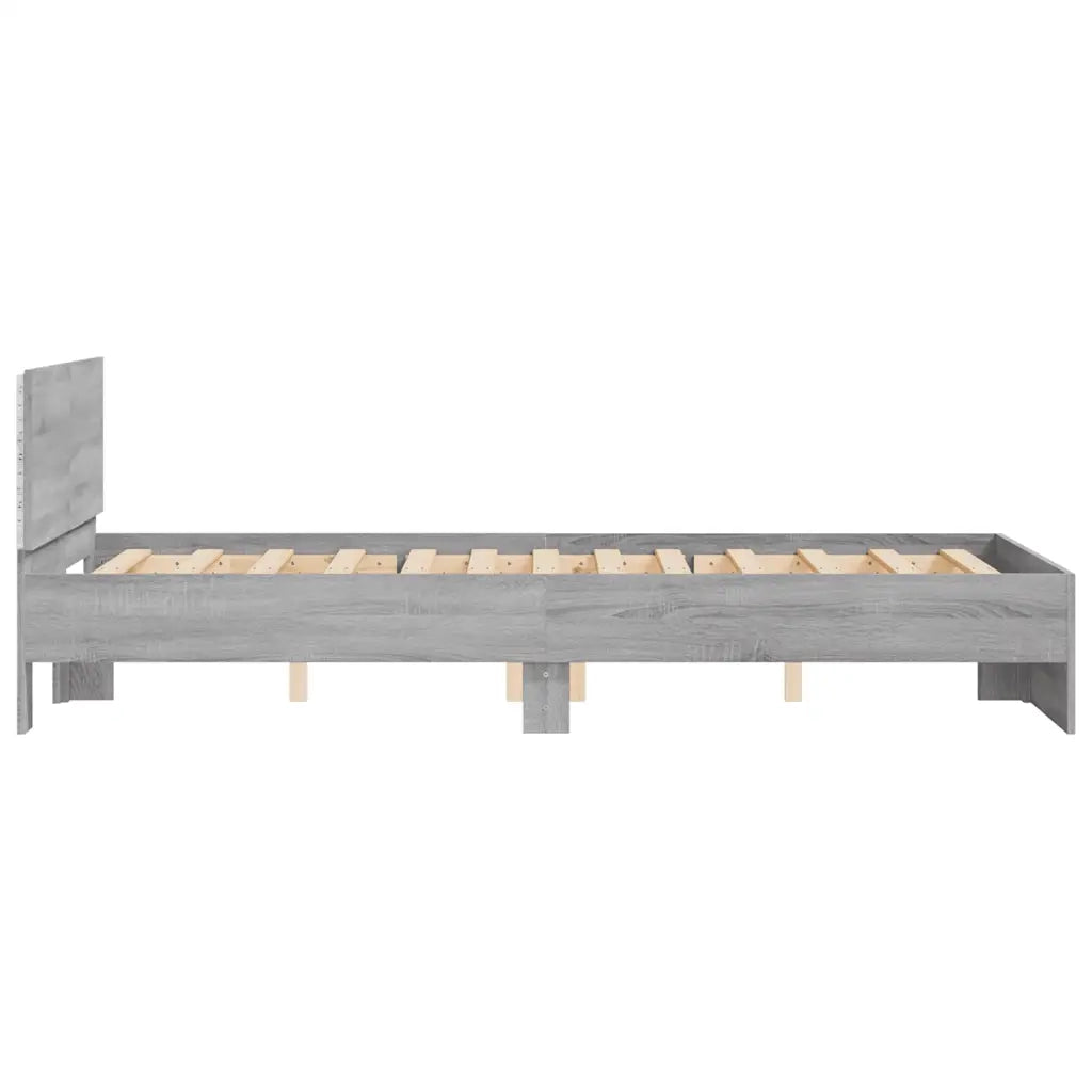 Giroletto con Testiera e LED Grigio Sonoma 135x190 cm