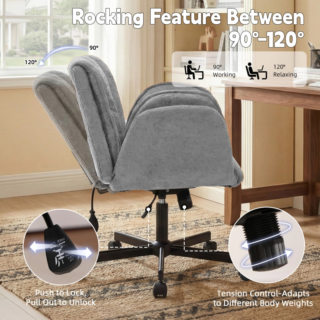 Sedia da ufficio con rotelle e braccioli pieghevoli ¨C zephmum ¨C grigio