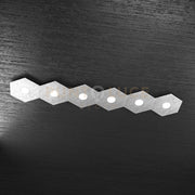 HEXAGON APPLIQUE-PLAFONIERA 6 LUCI FOGLIA ARGENTO 1142-6L-FA