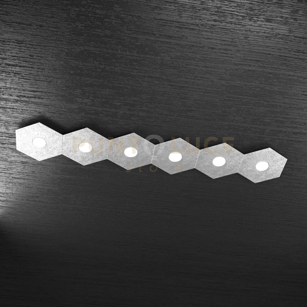 HEXAGON APPLIQUE-PLAFONIERA 6 LUCI FOGLIA ARGENTO 1142-6L-FA