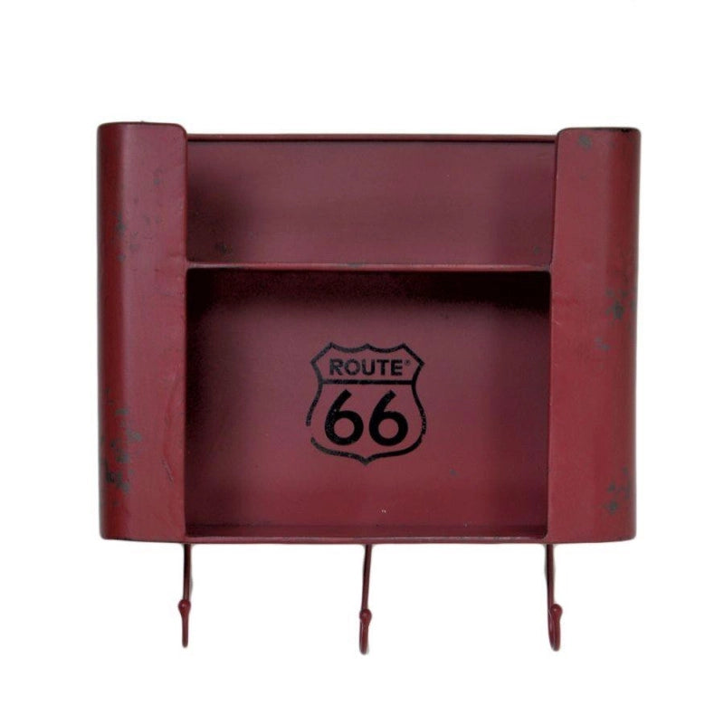 Mensola metallo bristol rosso 2 piani con appendino 3 posti quadrata cm 30x10h30