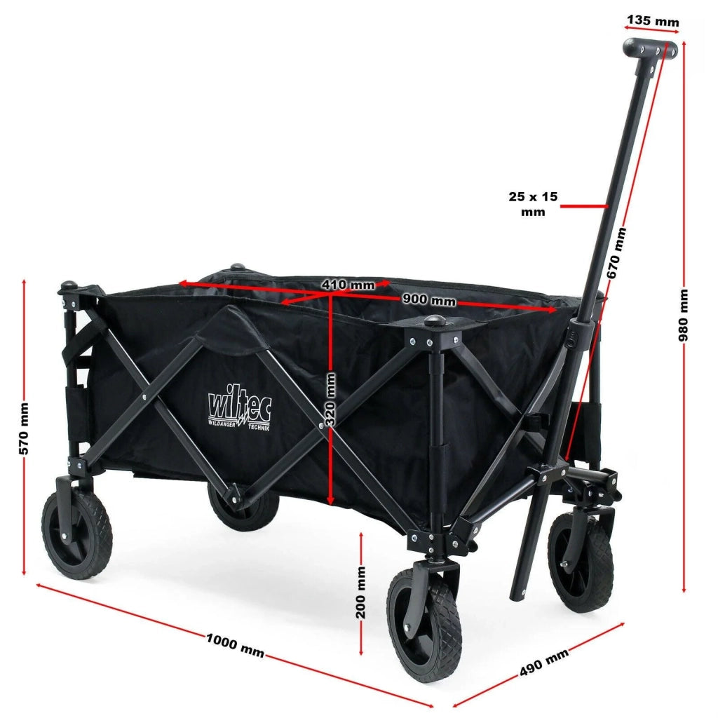 Carrello da trasporto pieghevole protezione solare carrello a mano per uso in spiaggia e in giardino nero 16_0000762