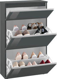 Scarpiera 2 Ante e 1 Antina a Ribalta 110x40x47,7 cm Magic Antracite Lucido