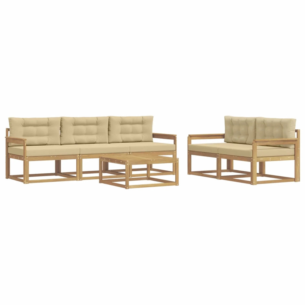 Set di divani da esterno con cuscino 6 pcs Bianco e Beige 3386052