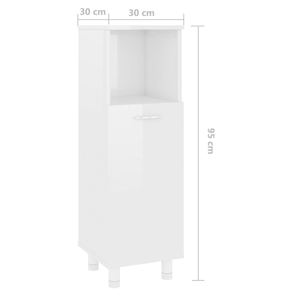 Mobile da Bagno Bianco Lucido 30x30x95 cm in Legno Multistrato 802621