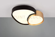 RISE PLAFONIERA A LED 21W 2400lm, 2700 - 6500K FORMA ORGANICA NERA E ORO CON TELECOMANDO MULTIFUNZIONE L. 44CM DIMMERABILE