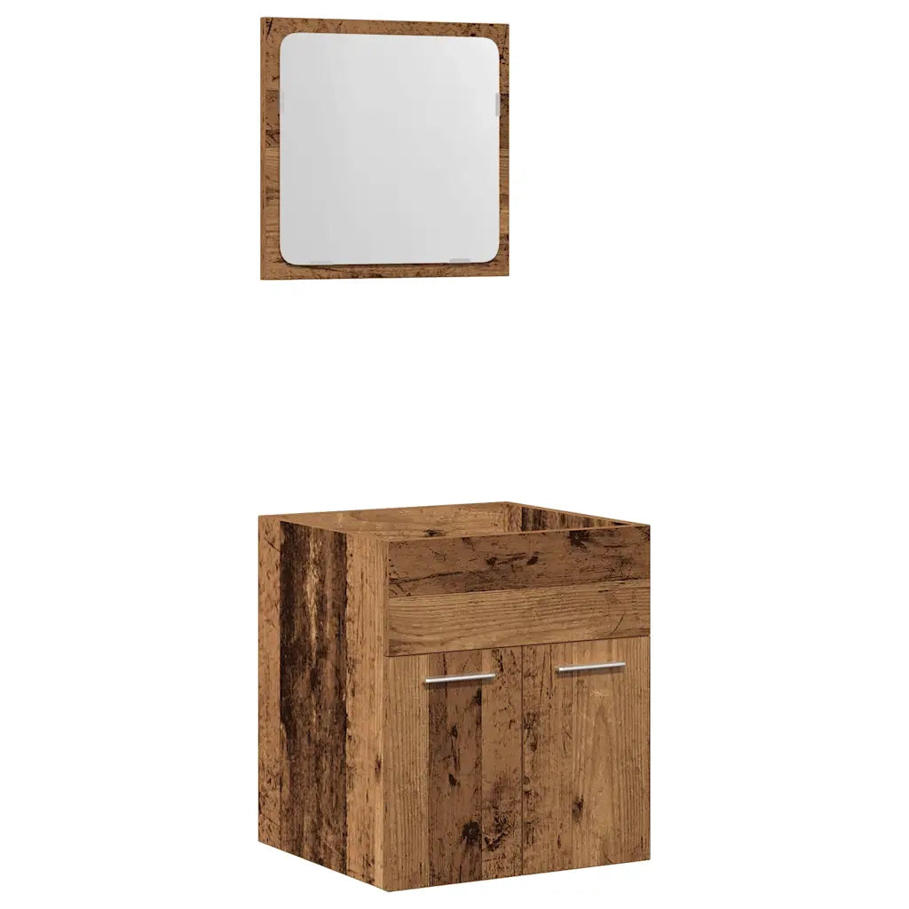 Set Mobili da Bagno | Armadio da bagno 2 pz Legno Antico in Legno Multistrato
