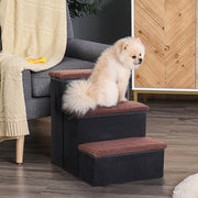 Scaffale pieghevole a 3 gradini con vano contenitore per animali in legno nero 40 × 54 × 48 cm