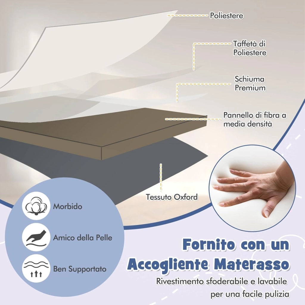 Culla da Affiancare per Neonati, Culla per Bambini con Altezza Regolabile a 6 Livelli, con Mensola Portaoggetti, Materasso e Borsa da Trasporto, per Bambini 0-6 Mesi (Grigio Scuro)
