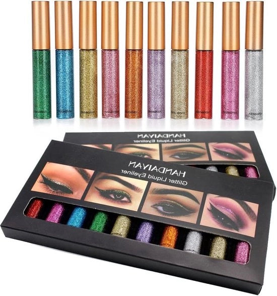 Eyeliner liquido Ombretto 10 pz - Eyeliner lunga durata con riflessi - Penna per ombretto con effetto scintillante - Penna per ombretto per occhi .