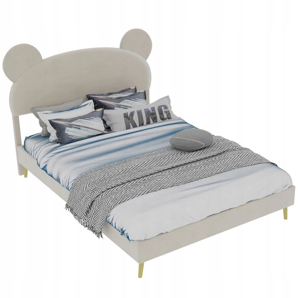 Letto imbottito 140x200 beige minimalista - Xylo