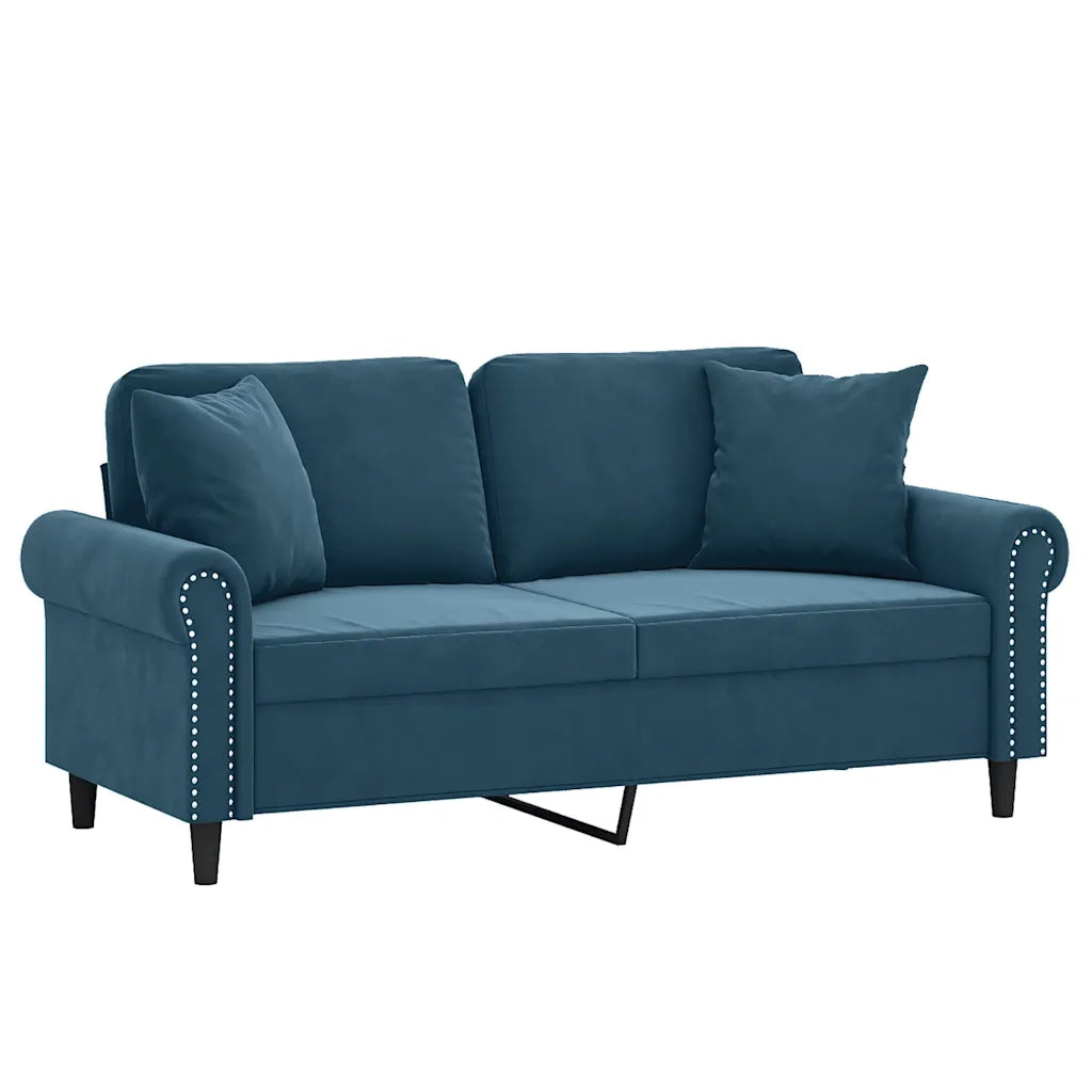 Divano a 2 Posti con Cuscini-Sofa 2 Posti con Cuscini Blu 140 cm in Velluto 813798