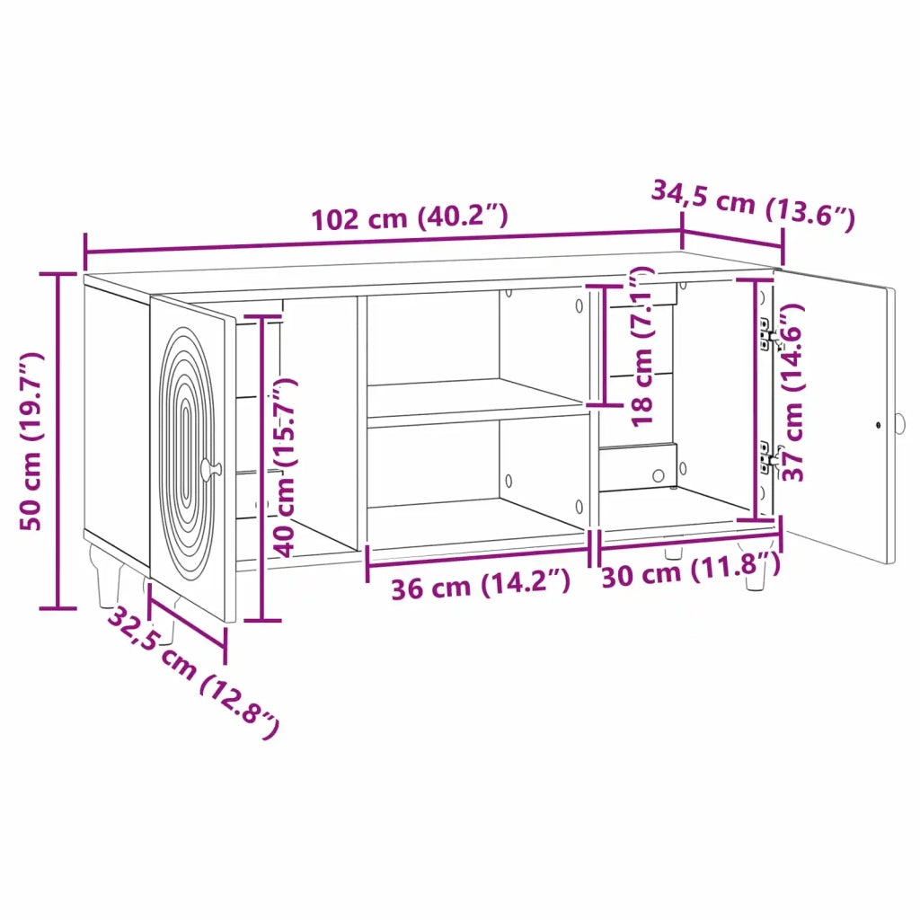 Mobile TV Legno antico 102 x 34,5 x 50 cm Legno ingegnerizzato 894243