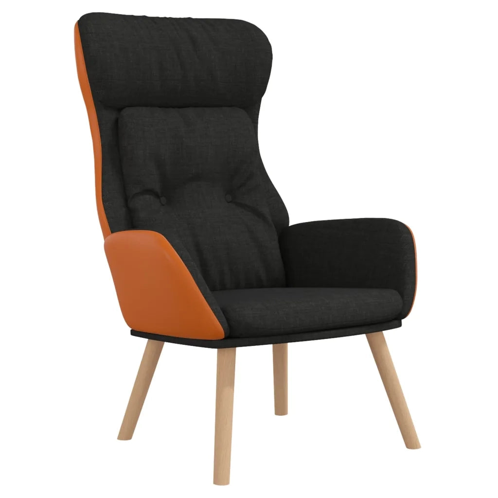 Poltrona | Sedia Relax Rilassante Nera in Tessuto e PVC