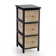 CASSETTIERA IN LEGNO CON 3 CASSETTI COLORE NERO E NATURALE 26 X 32 X 62 CM
