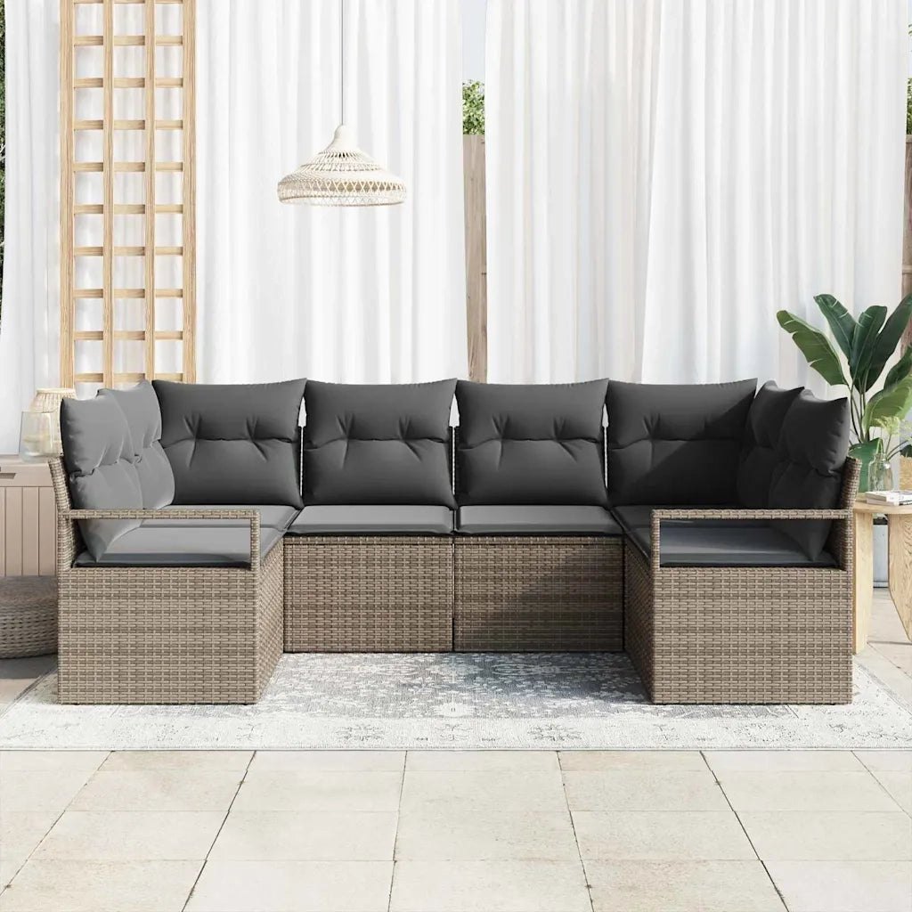 Set Divano da Giardino con cuscino 6 pcs Grigio polyrattan 3355188