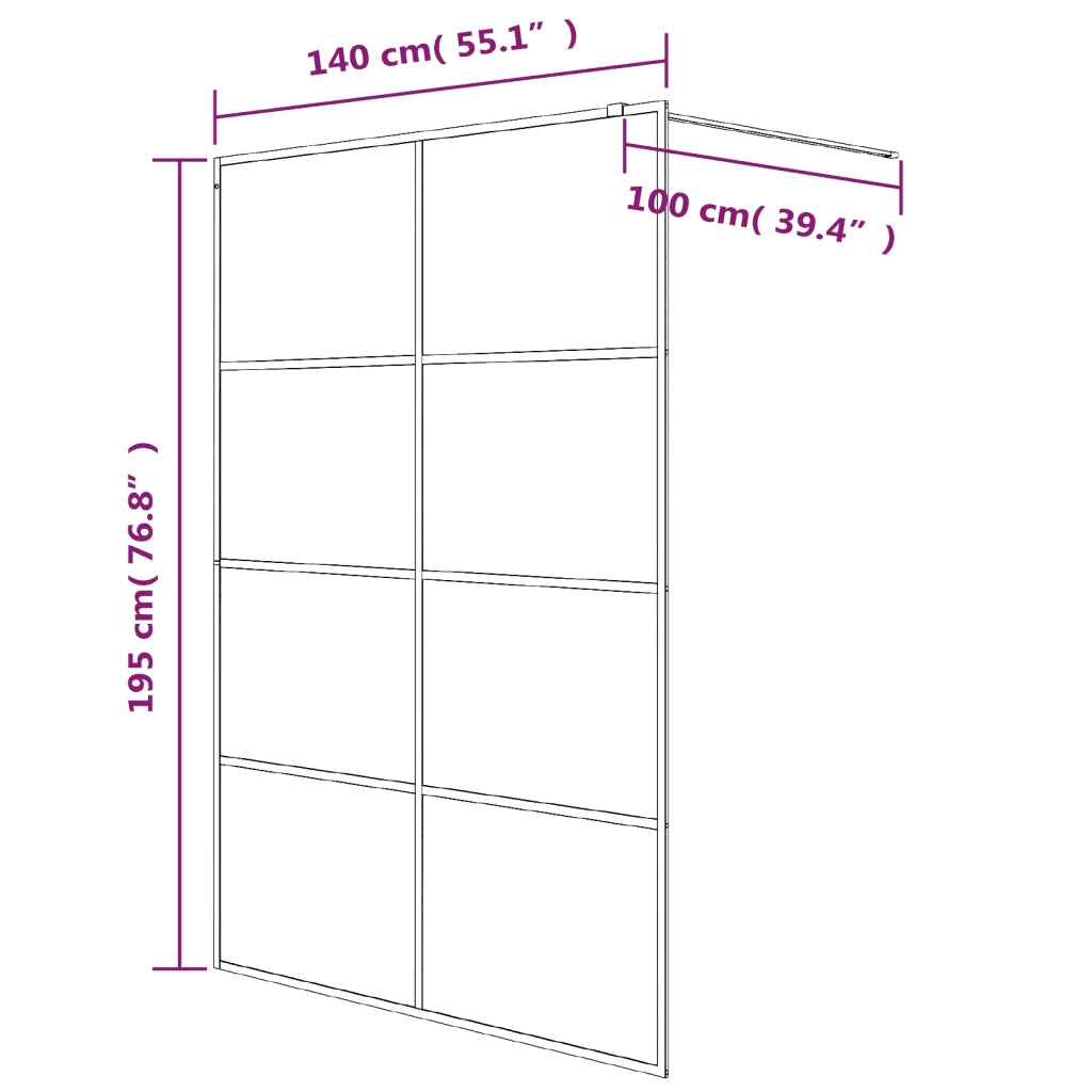 Parete Doccia Walk in Bianca 140x195 cm Vetro Trasparente ESG 152144