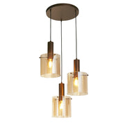 Lampadario Contemporaneo Svezia Acciaio Marrone Vetro 3 Luci E27
