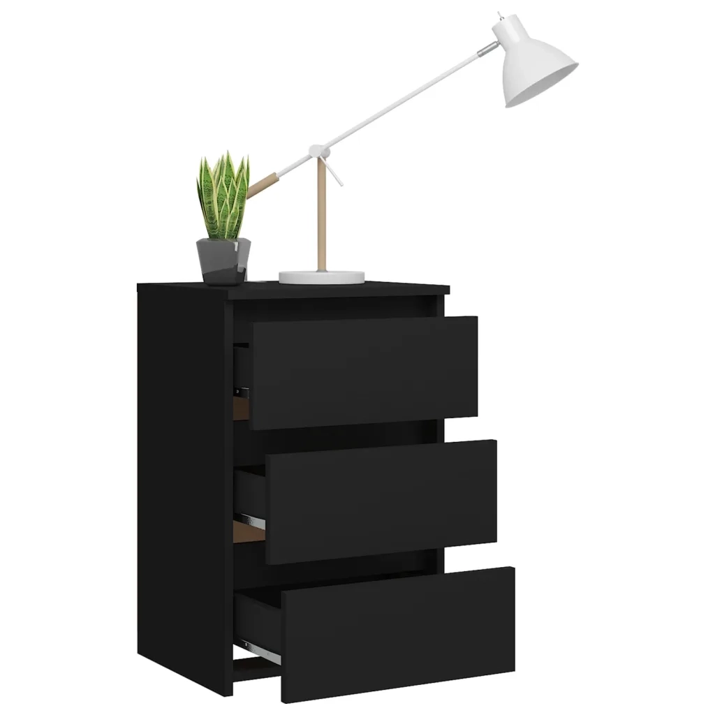 Comodino | Armadio da Notte | Mobiletto da notte Nero 40x35x62,5 cm in Legno Multistrato