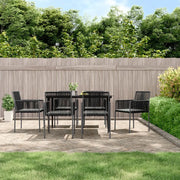 Set Pranzo Giardino 7 pz con Cuscini Polyrattan e Acciaio Nerocod mxl 124558