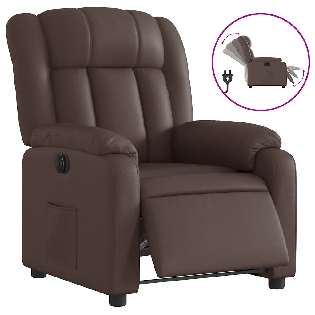 Poltrona Reclinabile Elettrica Marrone in Similpelle