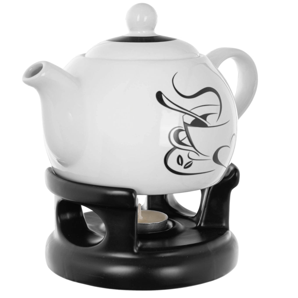 Teiera KADAX con scaldavivande, 1 litro, in ceramica, ideale come regalo.