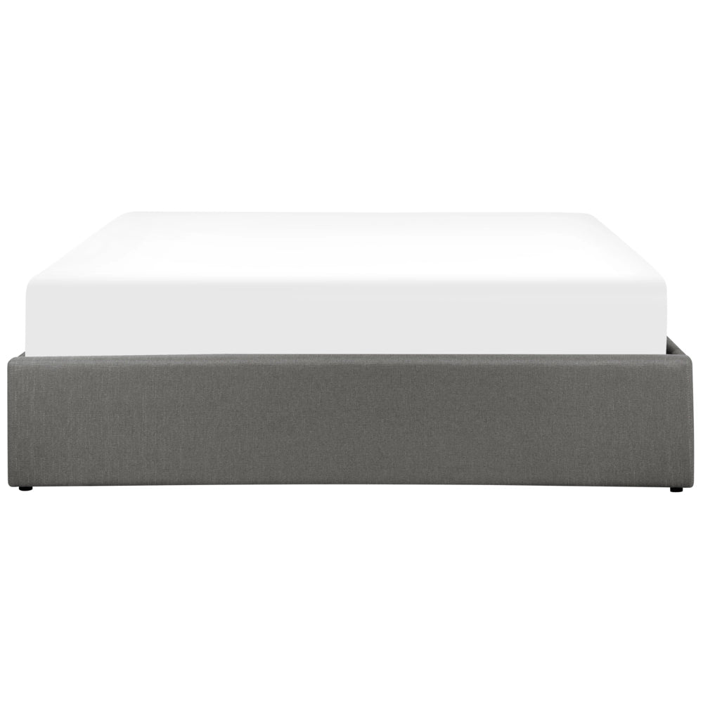 Letto a doghe Ottomana imbottita in tessuto poliestere grigio 160 x 200 cm Design moderno