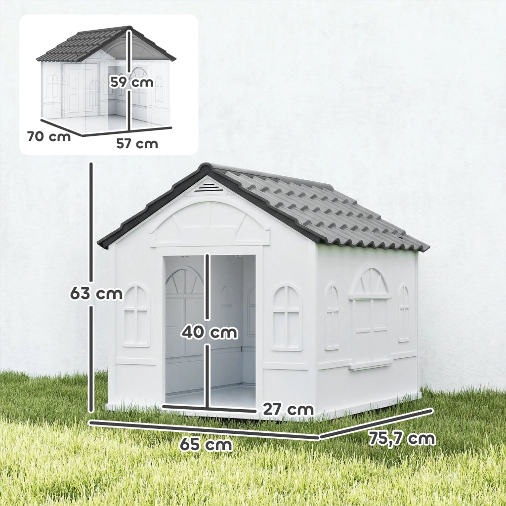 Cuccia per cani con tetto a capanna ¨C zephmum ¨C 65x75.7x63 cm, grigio