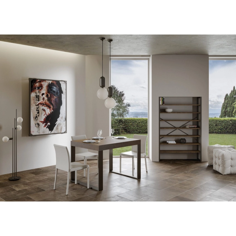 Tavolo allungabile 140x90/244 cm Tecno Premium telaio Antracite - Noce