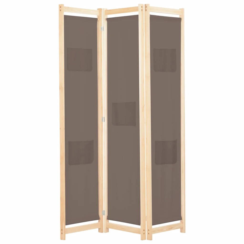 Paravento divisorio divisorio mobile decorativo 3 pannelli marrone 120x4 cm tessuto 0802087