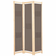 Paravento divisorio divisorio mobile decorativo 3 pannelli marrone 120x4 cm tessuto 0802087