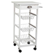 Carrello da cucina in legno bianco 40x37x82h
