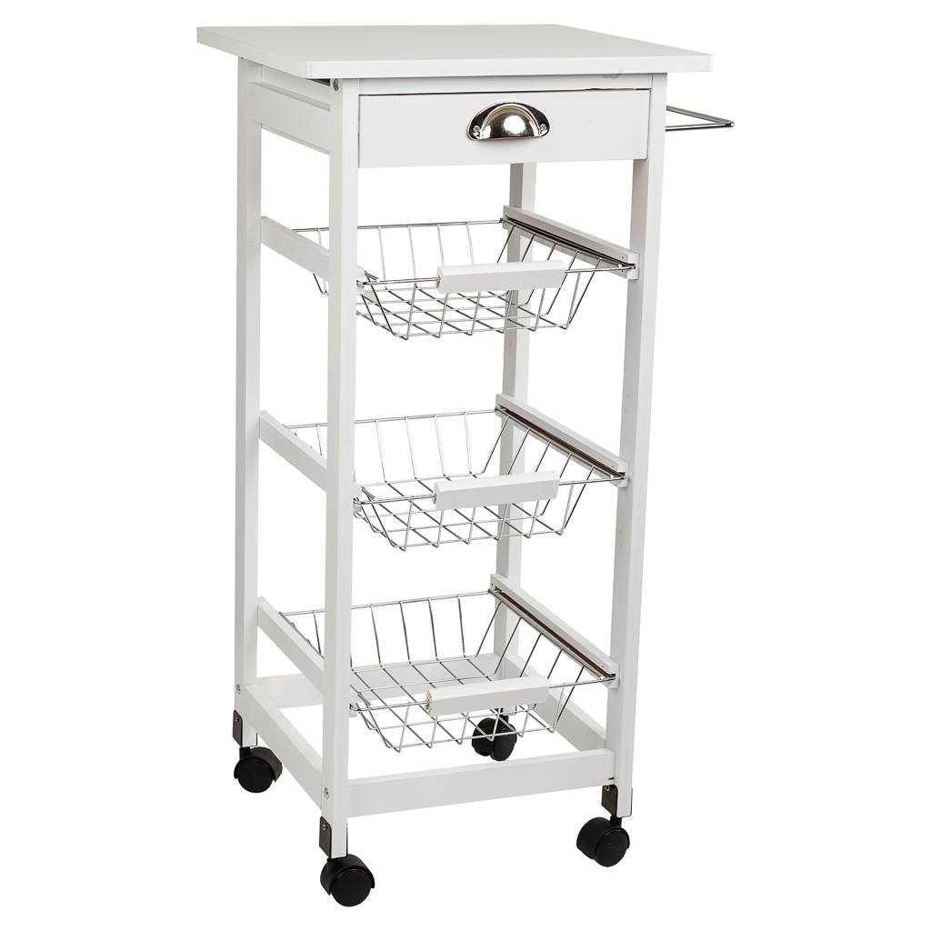 Carrello da cucina in legno bianco 40x37x82h