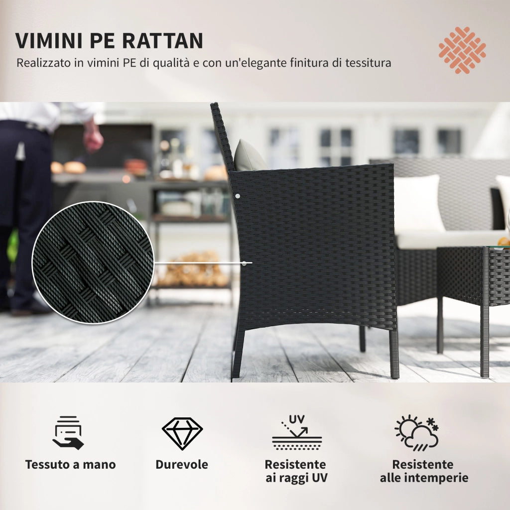 Set da Giardino 4 Pezzi in Rattan con Sedie, Poltrona e Tavolino ¨C Zephmum ¨C Grigio