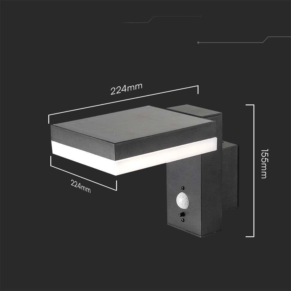 Applique solare esterna con sensore 5,5W 220lm V-TAC 3000K 10402